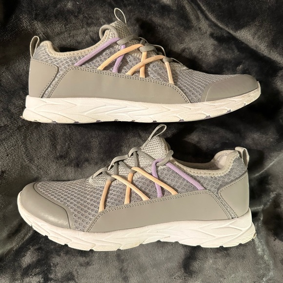 Vionic Zeliya Gray Lilac Peach Pink Orthotic Walking Fabric Lace Up Shoes 9.5 Wd - Picture 10 of 15